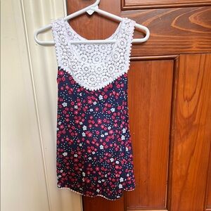 Floral Lace Trim Women's Top